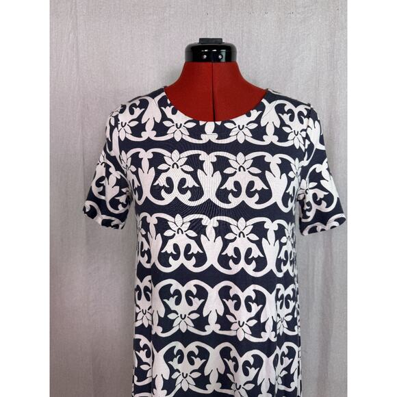 Ann Taylor Loft Women’s Dress Gray White Short Sleeve Knee Length Size XS E105 - Picture 2 of 10